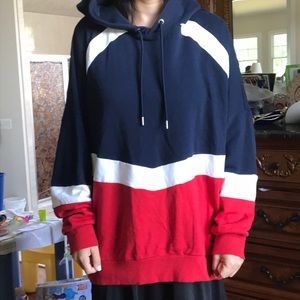 red white and blue hoodie h&m